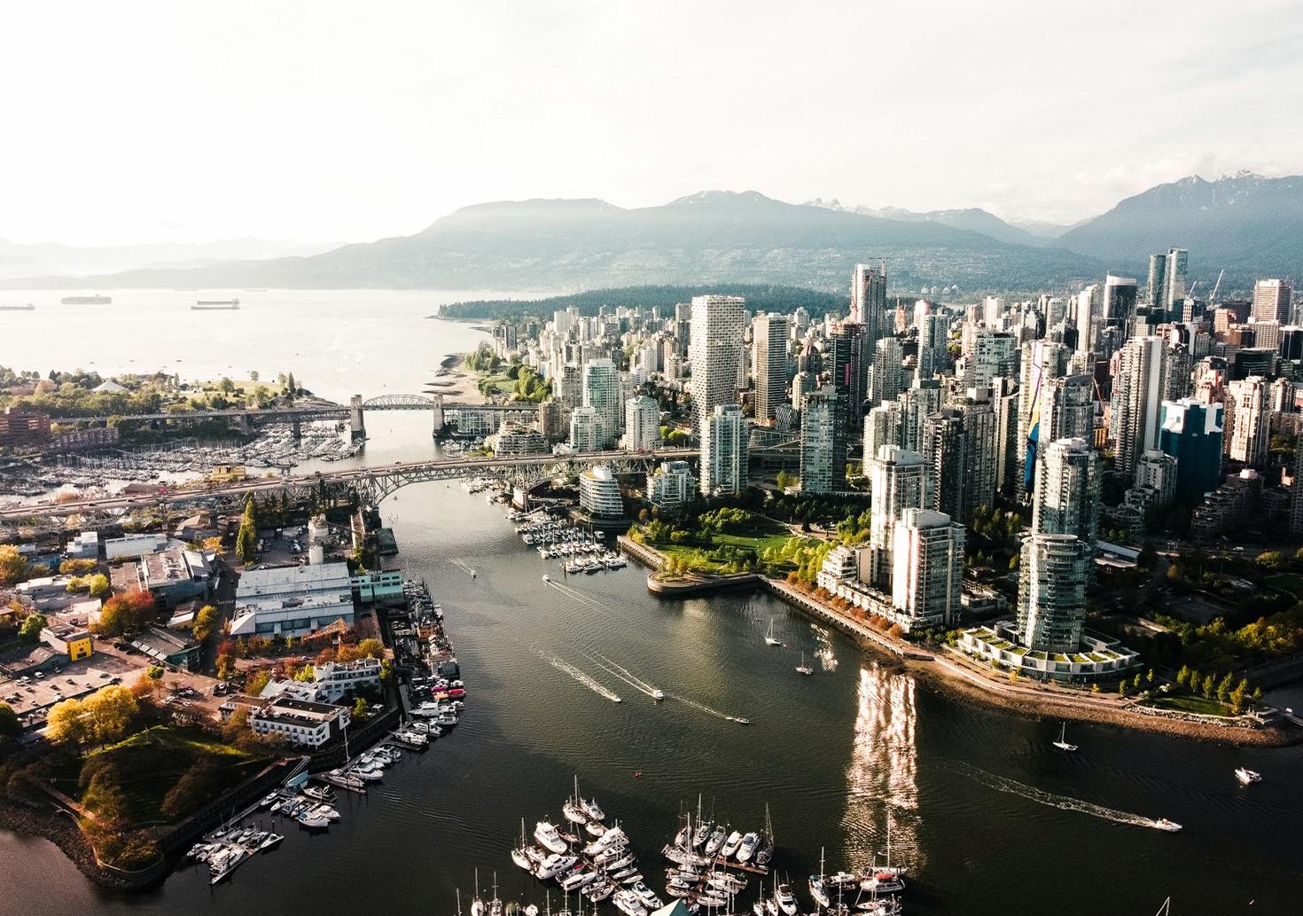 Aerial view of Vancouver skyline